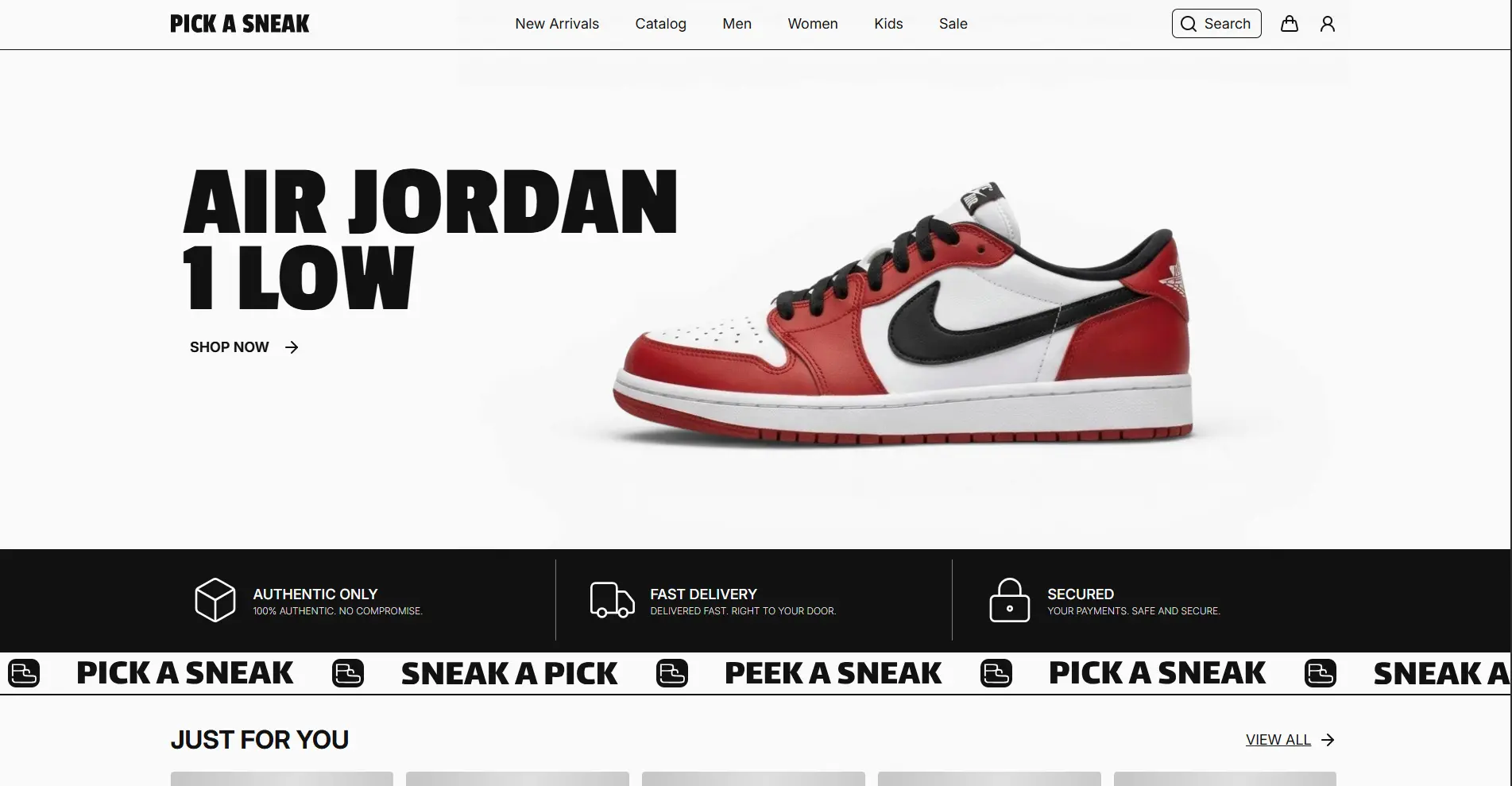 Pick a Sneak homepage